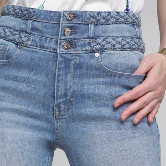 NWT WHBM Jeans Everyday Braided Soft Extra High Rise Slim Ankle Jean Size 0 - Picture 4 of 14